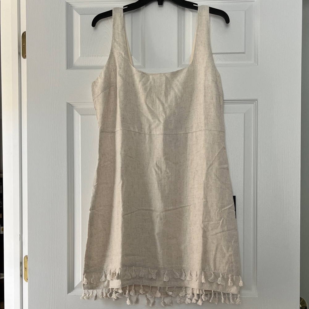 Lulus Feel the Sunshine Linen Tassel Mini Dress